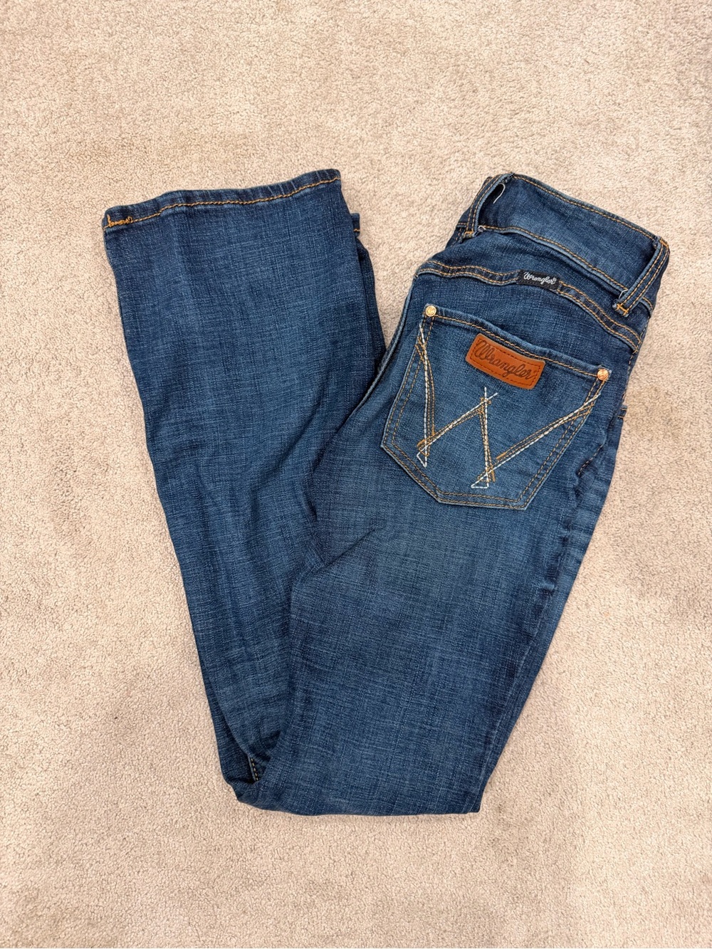 Wrangler Women's Dark Blue Bootcut Jeans with Signature Stitching
